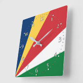 Horloge Carrée Seychelles Flag (Angle)