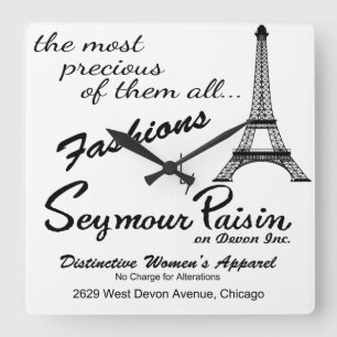 Horloge Carrée Seymour Paisin sur Devon, Inc., Chicago, IL