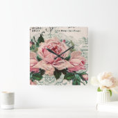 Horloge Carrée shabby chic, découpage, victorien, français chic, (Maison)