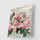 Horloge Carrée shabby chic, découpage, victorien, français chic, (Angle)