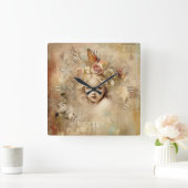 Horloge Carrée shabby chic fille vintage (Maison)