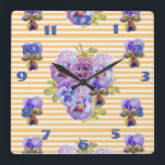 Horloge Carrée Shabby Chic Pansies Jaunes Pansy Floral Art Horlog<br><div class="desc">Shabby Chic Jaune Pansies Pansy Floral Art Horloge. Conçu à partir de mon aquarelle originale.</div>