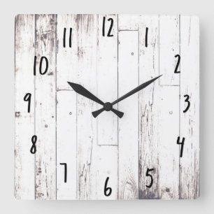 Horloge Carrée Shabby Chic White Wood Rustic Farmhouse