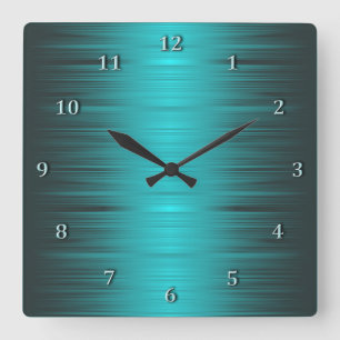 Horloge Carrée Shaded Turquoise Aqua Square Wall Clock