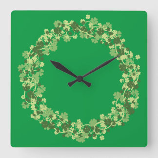 Horloge Carrée Shamrock Wreath