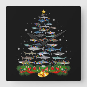 Horloge Carrée Shark Christmas Tree Shark Lovers Gifts