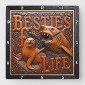 Horloge Carrée Shark Seal Brown Leather Carving (Recto)