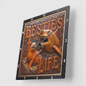 Horloge Carrée Shark Seal Brown Leather Carving (Angle)