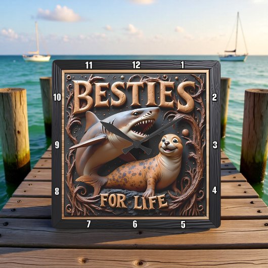 Horloge Carrée Shark Seal Dark Ocean