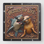 Horloge Carrée Shark Seal Underwater Friends (Recto)