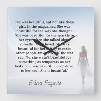 Horloge Carrée She was beautiful === F.Scott Fitzgerald  quote