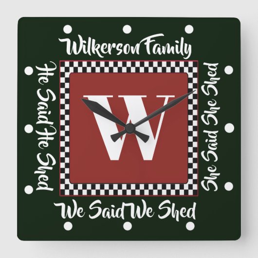 HORLOGE CARRÉE SHED SHE SHED WE SHED CLOCK (Recto)