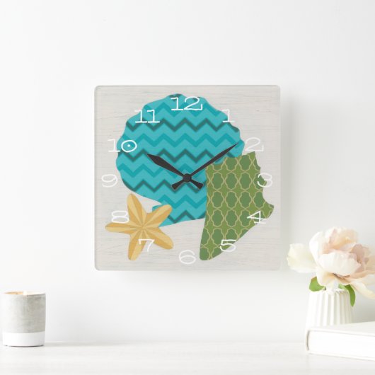 Horloge Carrée Shell Motifs II (Maison)