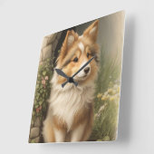 Horloge Carrée Shetland Sheepdog (Angle)