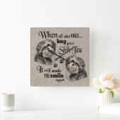 Horloge Carrée Shih Tzu art quand tout échoue citation (Maison)