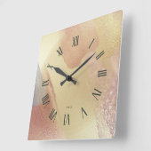 Horloge Carrée Shimmering Look Gold Brushstrokes (Angle)