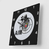 Horloge Carrée Shooter de paintball (Angle)