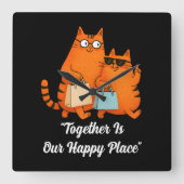 Horloge Carrée Shopping Day Cat Love (Recto)