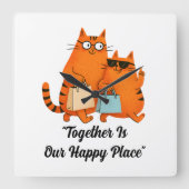 Horloge Carrée Shopping Day Cat Love Wall Clock (Recto)