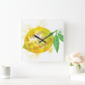 Horloge Carrée Si la vie vous donne un citron, faites la limonade (Maison)