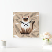 Horloge Carrée Siam cat Wall Clock (Maison)