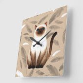 Horloge Carrée Siam cat Wall Clock (Angle)