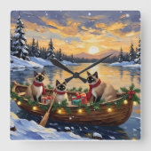 Horloge Carrée Siamese Cat Christmas Boat Holiday (Recto)