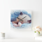 Horloge Carrée Siamese Kitten Paws dormant (Maison)