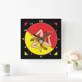 Horloge Carrée Sicilian Flag, Sicily trendy fashion /design clock (Maison)