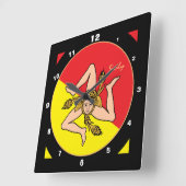 Horloge Carrée Sicilian Flag, Sicily trendy fashion /design clock (Angle)