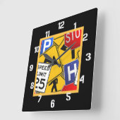 Horloge Carrée Signalisation colorée (Angle)