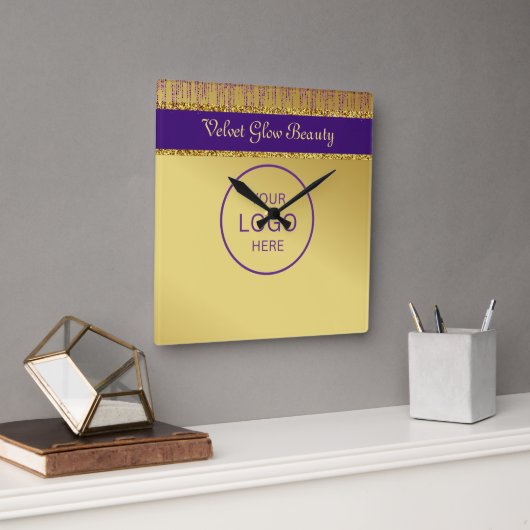 Horloge Carrée Signature holographique Script Parties scintillant (Bureau)