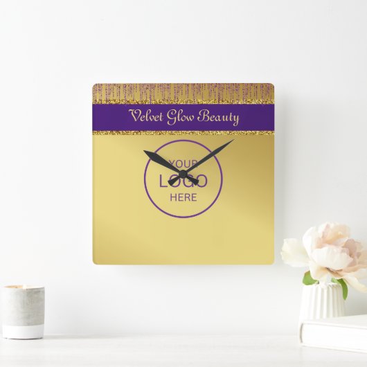 Horloge Carrée Signature holographique Script Parties scintillant (Maison)