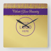 Horloge Carrée Signature holographique Script Parties scintillant (Recto)