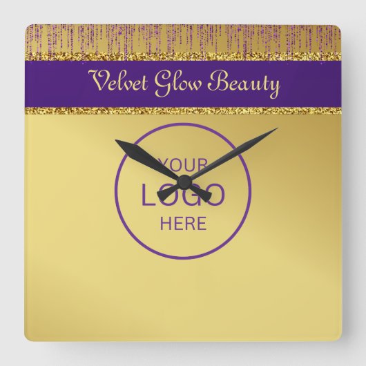 Horloge Carrée Signature holographique Script Parties scintillant (Recto)