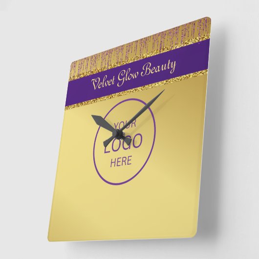 Horloge Carrée Signature holographique Script Parties scintillant (Angle)