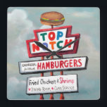 HORLOGE CARRÉE SIGNE D'ALIMENTATION RAPIDE<br><div class="desc">Artiste des signes de restauration rapide : Naomi McCavitt</div>