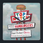 HORLOGE CARRÉE SIGNE D'ALIMENTATION RAPIDE<br><div class="desc">Artiste des signes de restauration rapide : Naomi McCavitt</div>