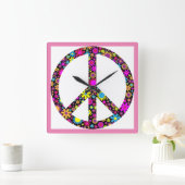 Horloge Carrée SIGNE DE PAIX FLORALE super (Maison)