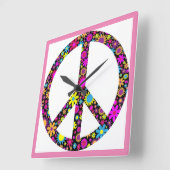 Horloge Carrée SIGNE DE PAIX FLORALE super (Angle)