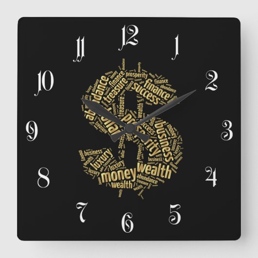 Horloge Carrée Signe dollar (Recto)