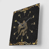 Horloge Carrée Signe d'or d'Aquarius (Angle)