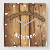 Horloge Carrée SIGNE EN BOIS rustique (Recto)