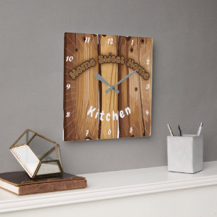 Horloge Carrée SIGNE EN BOIS rustique
