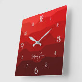 Horloge Carrée Silence Ardente – Vague Rouge Désertique (Angle)