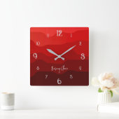 Horloge Carrée Silence Ardente – Vague Rouge Désertique (Maison)