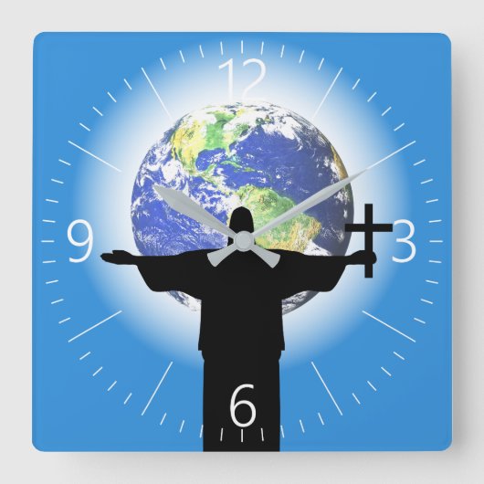 Horloge Carrée Silhouette avec croix (Recto)