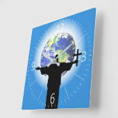 Horloge Carrée Silhouette avec croix (Angle)