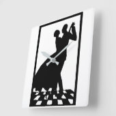 Horloge Carrée silhouette couple dancing in the dark (Angle)