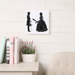 Horloge Carrée silhouette d'abraham lincoln mary todd lincoln